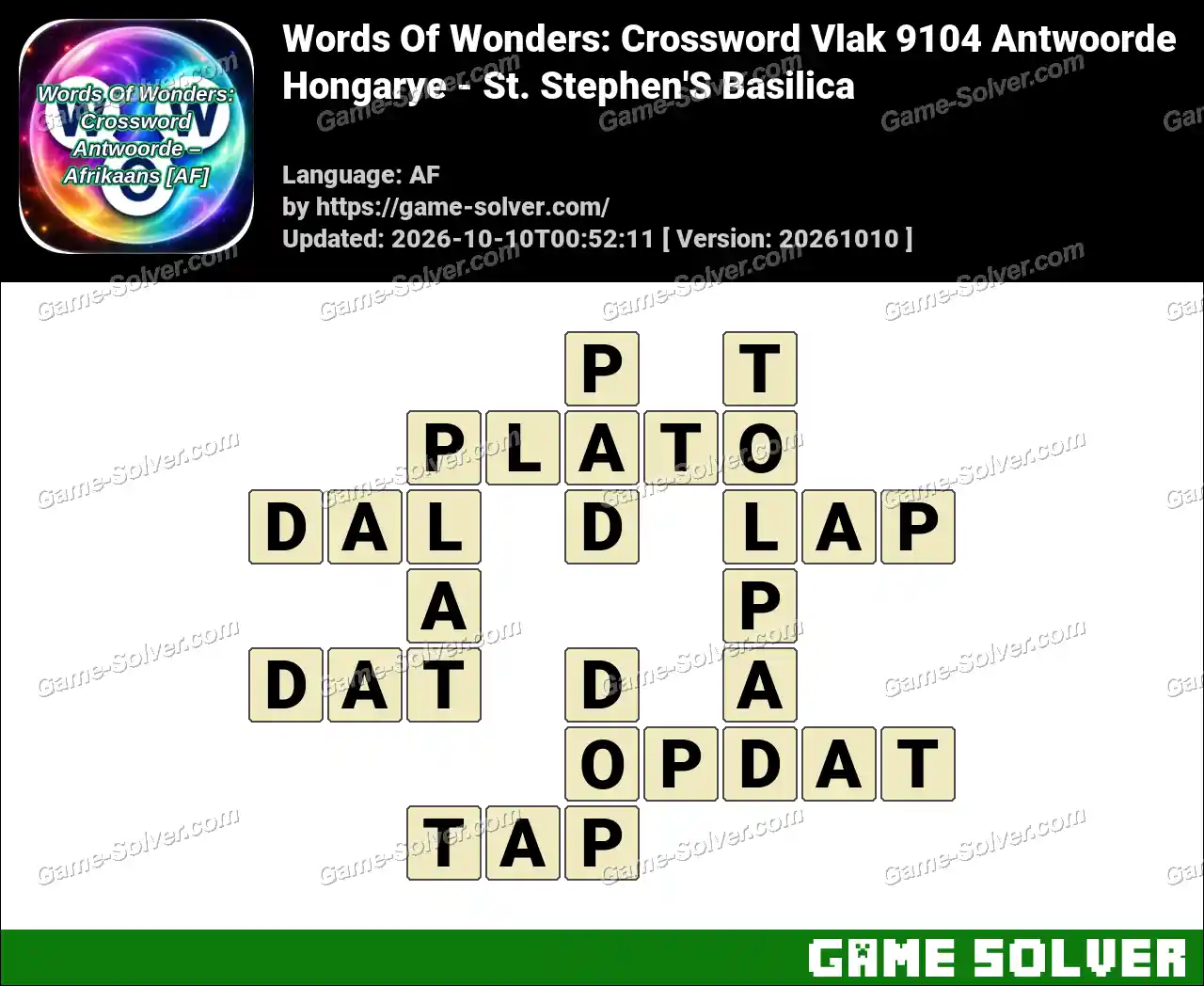 Words Of Wonders: Crossword Vlak 9104 Antwoorde – Hongarye – St. Stephen’S Basilica